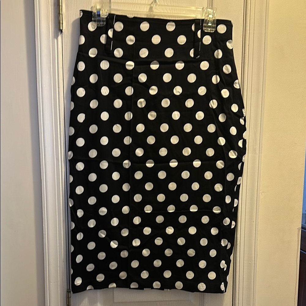 Rock Steady Black and White Polka Dot Pencil Skirt with belt